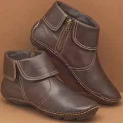 European and American Women's Short Boots 2024 Autumn New Round Toe Casual Side Zipper Plus Size Women's Boots Solid Color