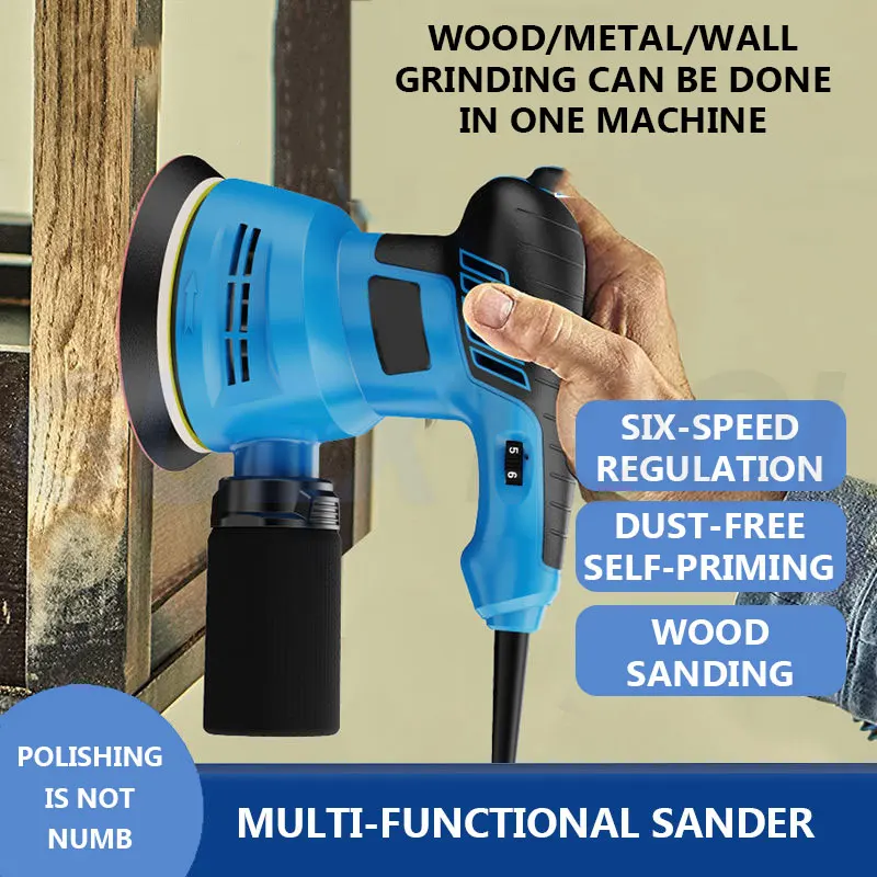 

500W Электрическая шлифовка Древообрабатывающая шлифовка Инструмент переменной скорости с шлифовкой машины для полировки автомобиля для шлифовой бумаги Ручная шлифовая машина для полировки дерева / удаления ржавчины ме