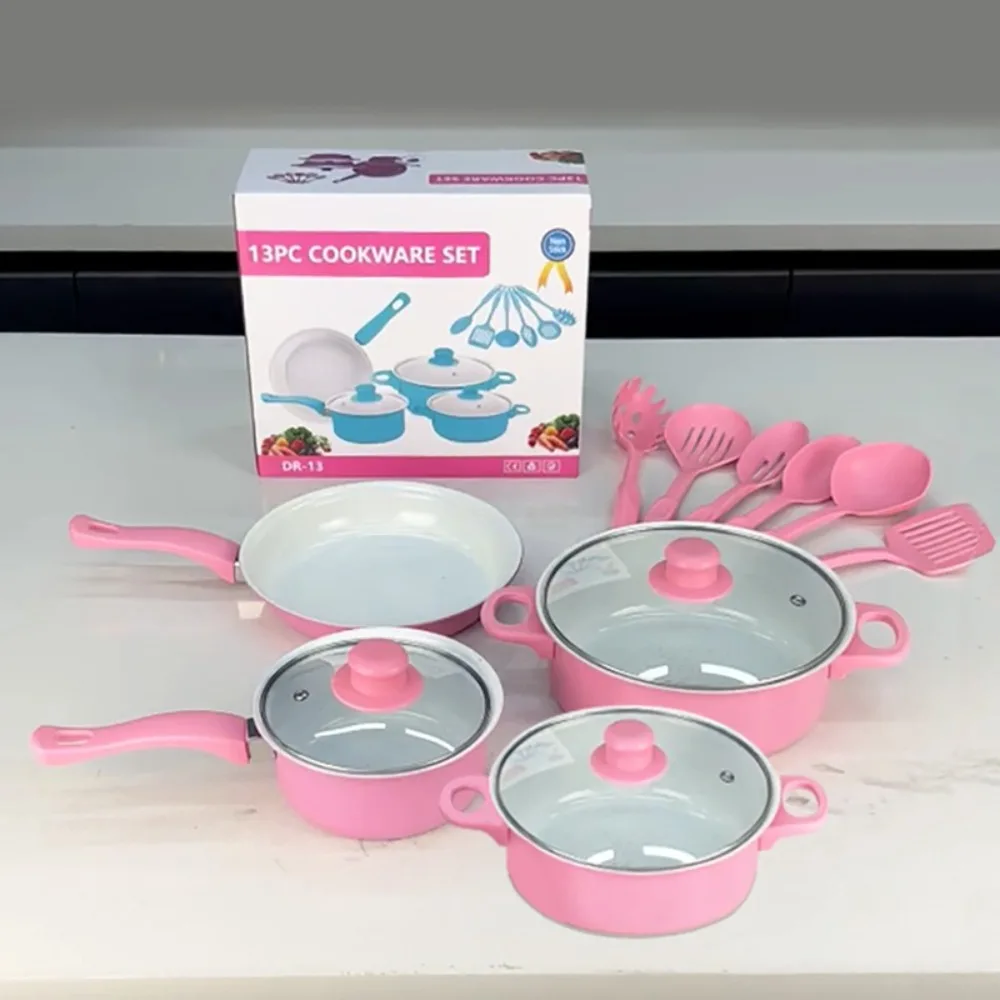 

13pcs Durable Non Stick Cookware Set Multifunctional Kitchen Utensil Soup Milk Pot Maifanstone Frying Pan Household