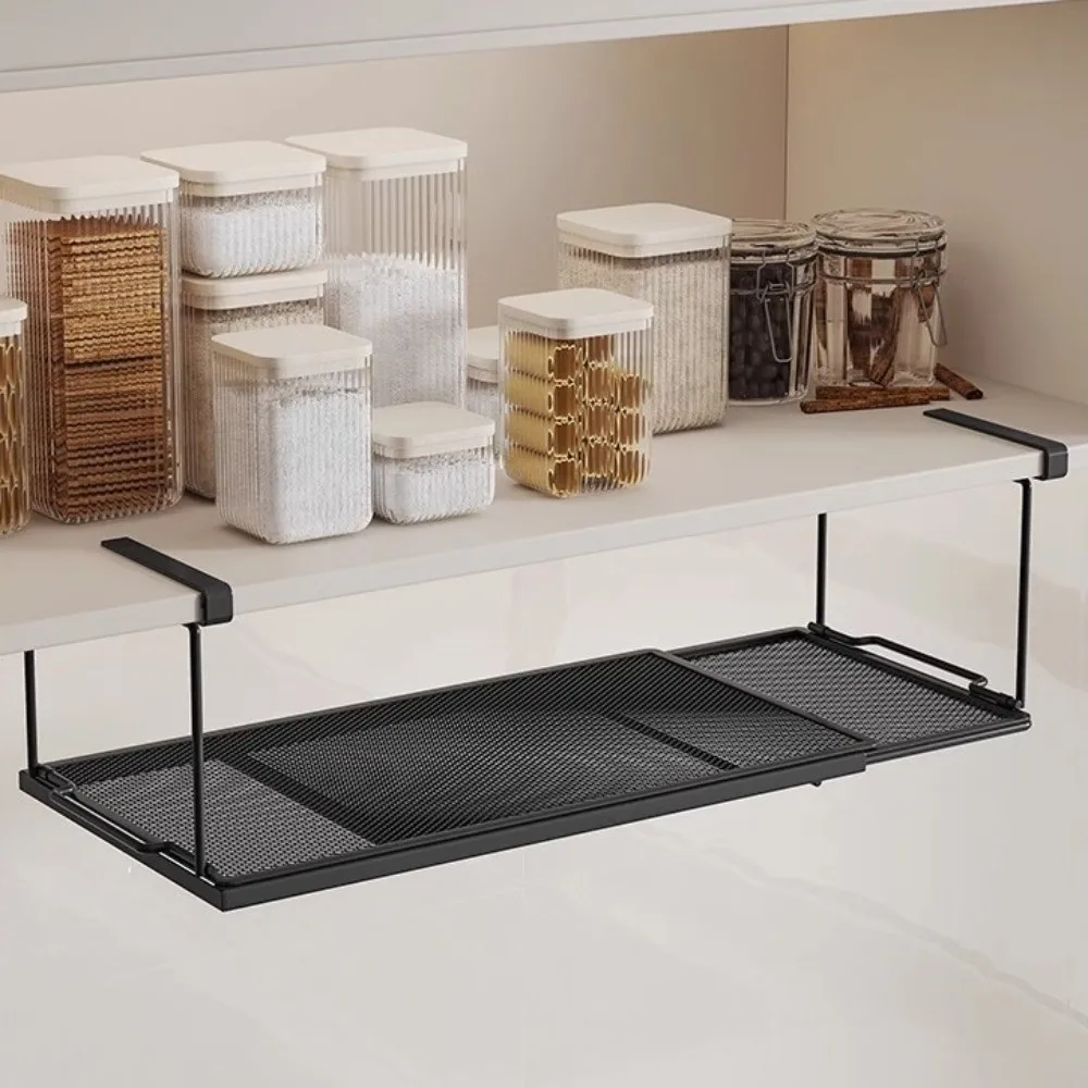 New Metal Under Cabinet Shelf Hanging Extendable Storage Basket Multi-purpose Space Saving Kitchen Organizer Kitchen Use