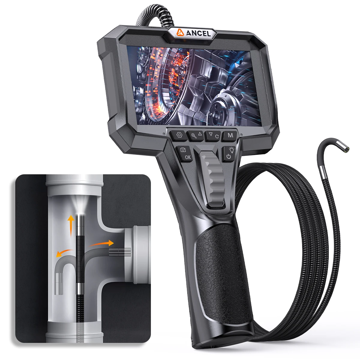 

ANCEL Industrial Endoscope Camera AN301 6.2mm Lens 4.3 inch IPS Screen Single Lens Inspection Borescope HD1080P For Car Pipe