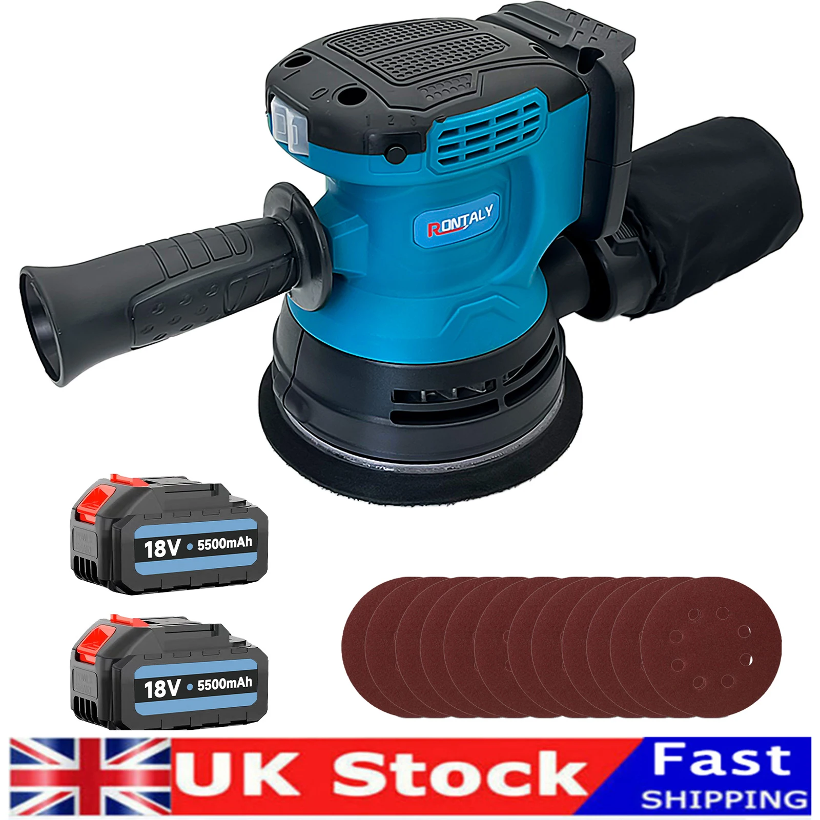 Orbital Sander,Random-Orbit Sanders 3 Variable Speeds with 12Pcs Sandpapers, Cordless Sander with Dust Collector for Sanding