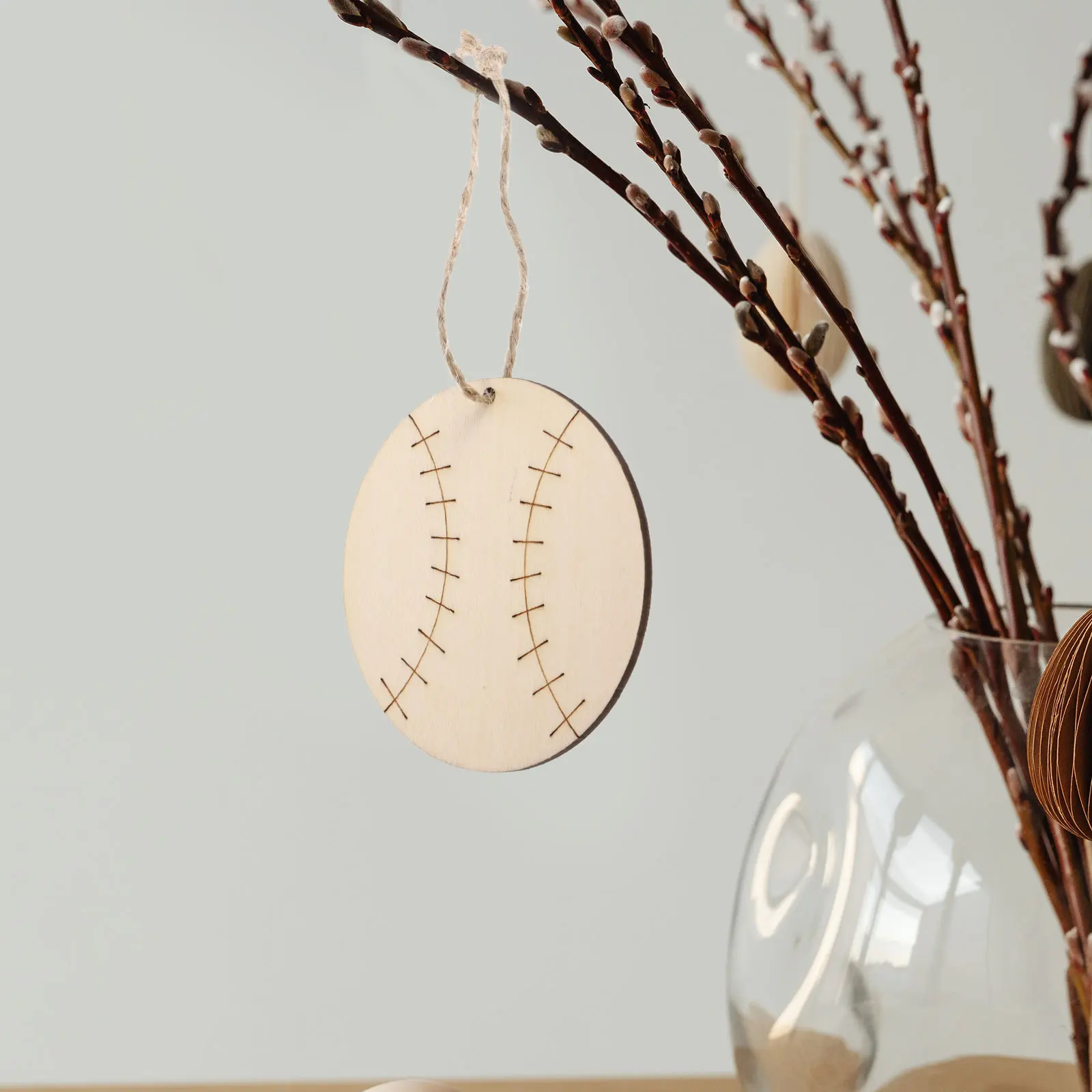 

10pcs Wooden Hanging Ornaments Sports Baseball Theme Diy Unfinished Cutouts Graffiti Craft Decor Wood Slices Handmade Painting