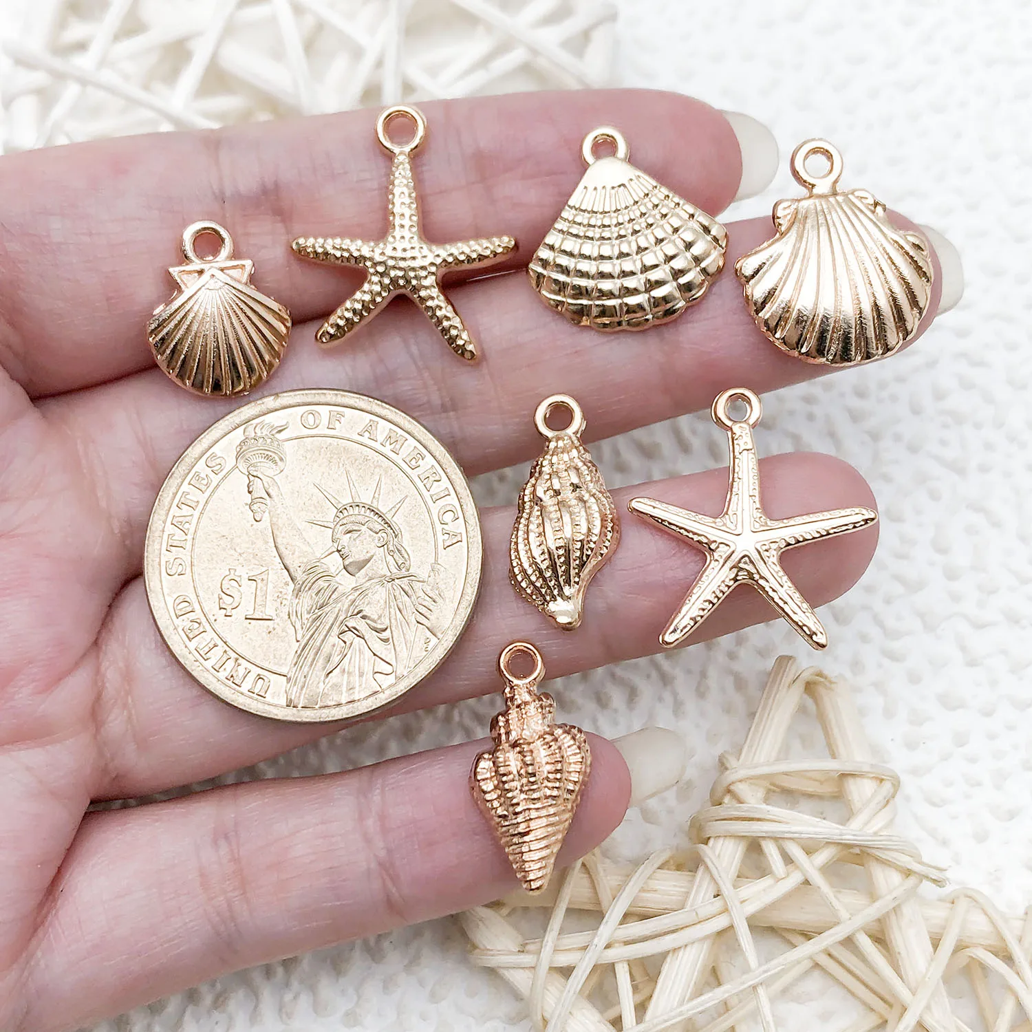 Mix 16 pieces of KC Golden Sea Star series, DIY jewelry making craft accessories, Halloween and Christmas fashion accessories