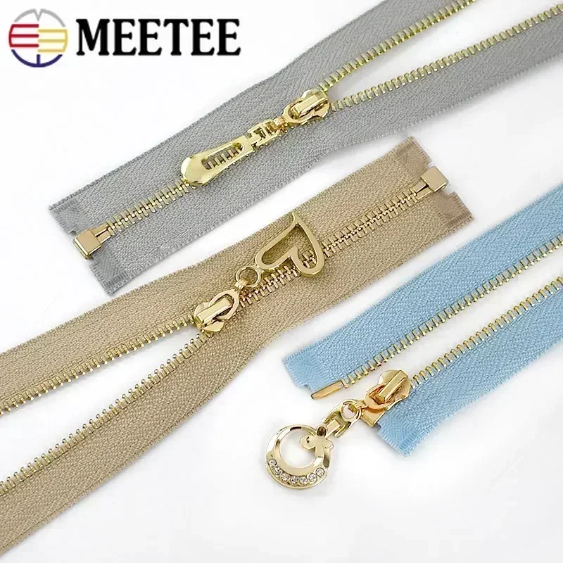 

3# 4Pcs Metal Zippers 15-70cm Auto Lock Zipper For Sewing Bags Purse Down Decoration Zips Repair Kits DIY Garment Accessories