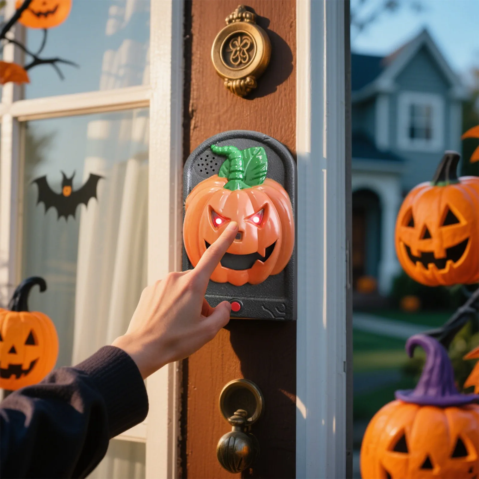 Trick-or-treating Doorbell Prop Spooky Skull Head Halloween Doorbell With Light Up Eyes Sounds For Haunted House Decor For Kids