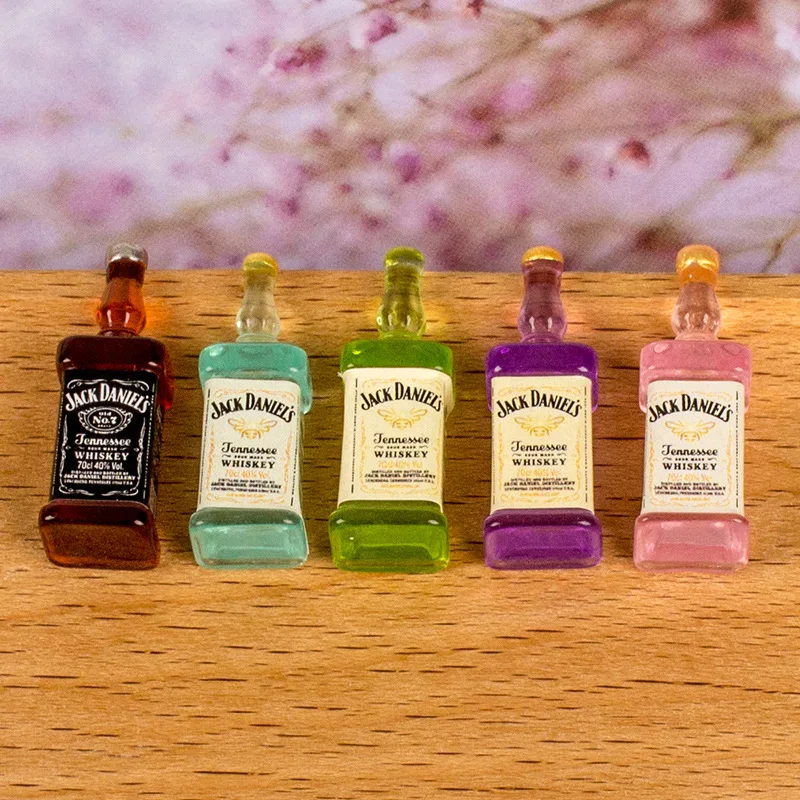 Kawaii Wine Bottle Beer Beverage Bottles Figurines DIY Accessories Dollhouse Home Decor Miniatures Fairy Garden Ornaments Toys