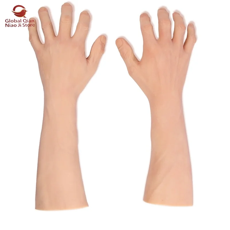 Crossdressing Old Man Gloves Silicone Skin Realistic Hand for Transvestite Cosplay Performance Props Drag Queen