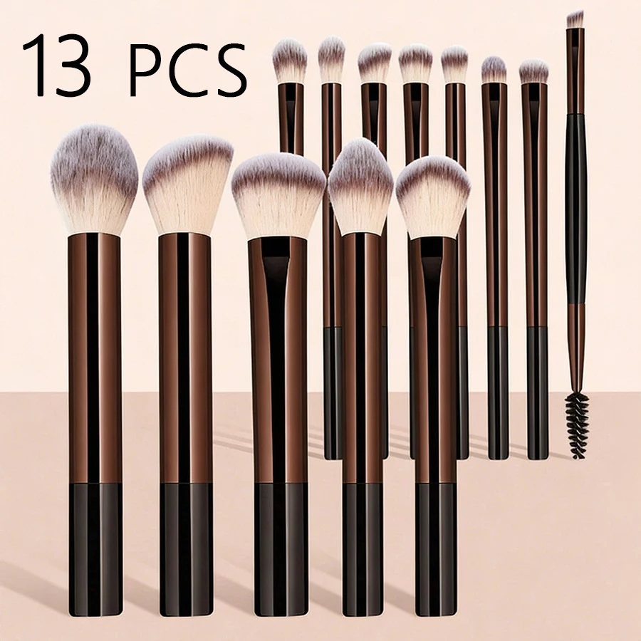 13 pcs Makeup Brush Set, Dense Bristles, Aluminum Alloy Handle, Suitable for All Skin Types