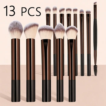 13 pcs Makeup Brush Set, Dense Bristles, Aluminum Alloy Handle, Suitable for All Skin…