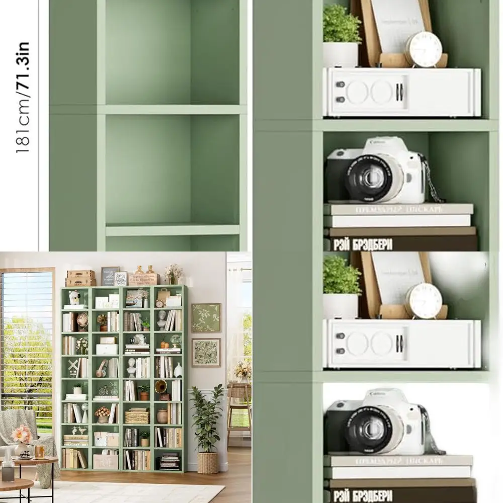 

Зеленая 8-уровневая тонкая стойка для медиаоборудования, 11,6 x 9,3 x 70,9 дюймов, регулируемый шкаф для хранения CD/DVD для домашнего офиса