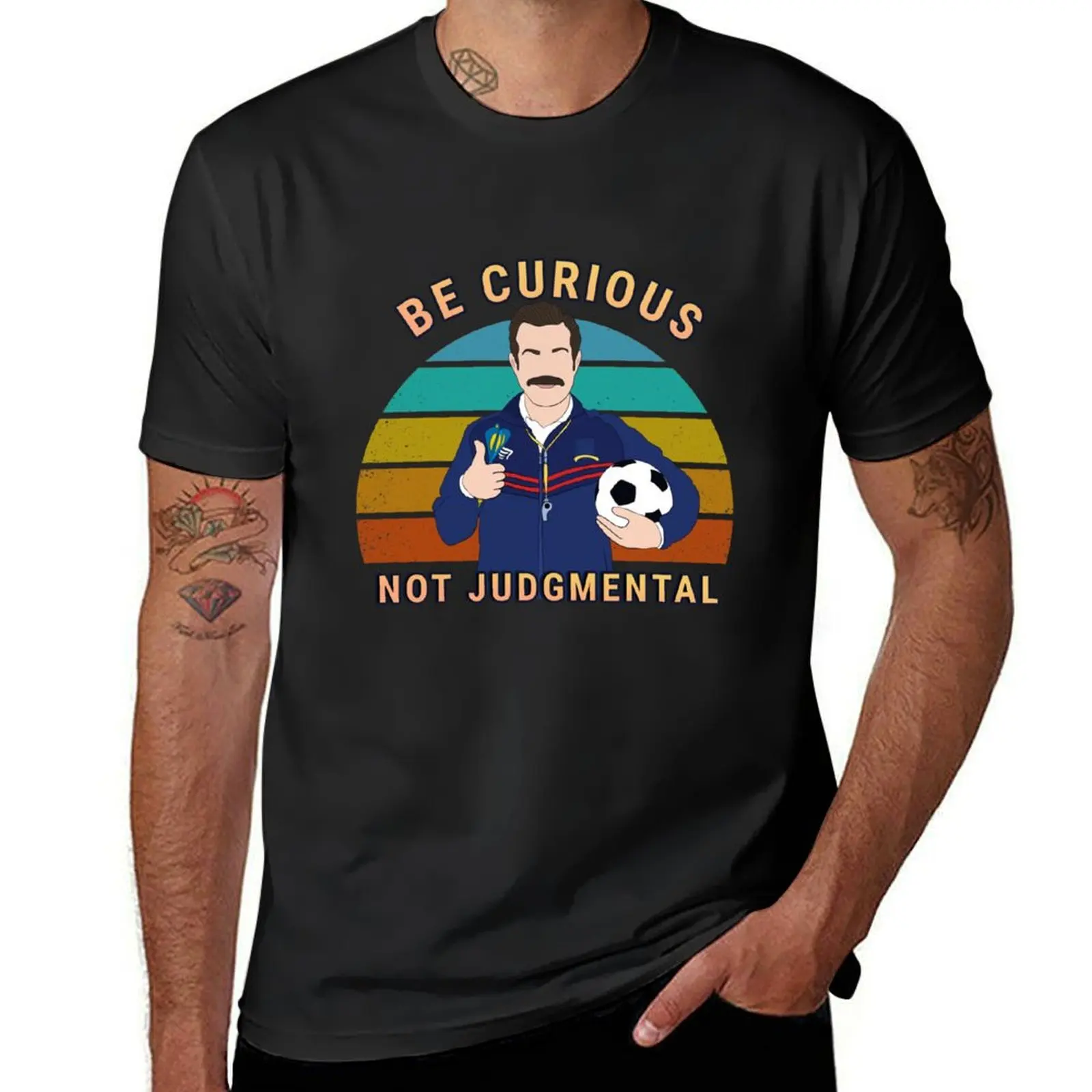 Be curious not judgemental quote art with T-Shirt animal prinfor boys vintage workout shirts for men