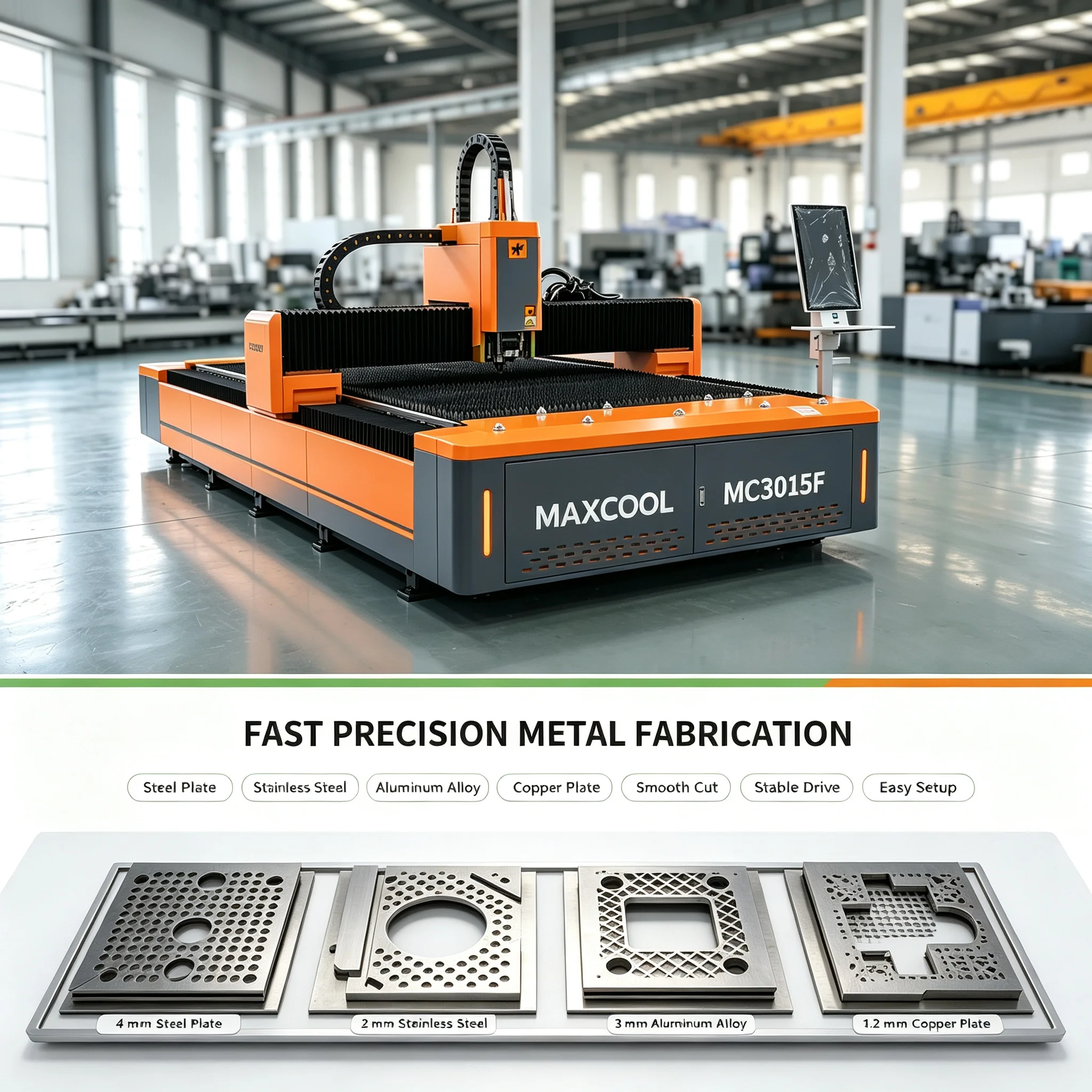 Heavy-Duty CNC Fiber Laser Cutter for Carbon Steel & Stainless Steel 3000*1500mm Working Area 3 Years Warranty