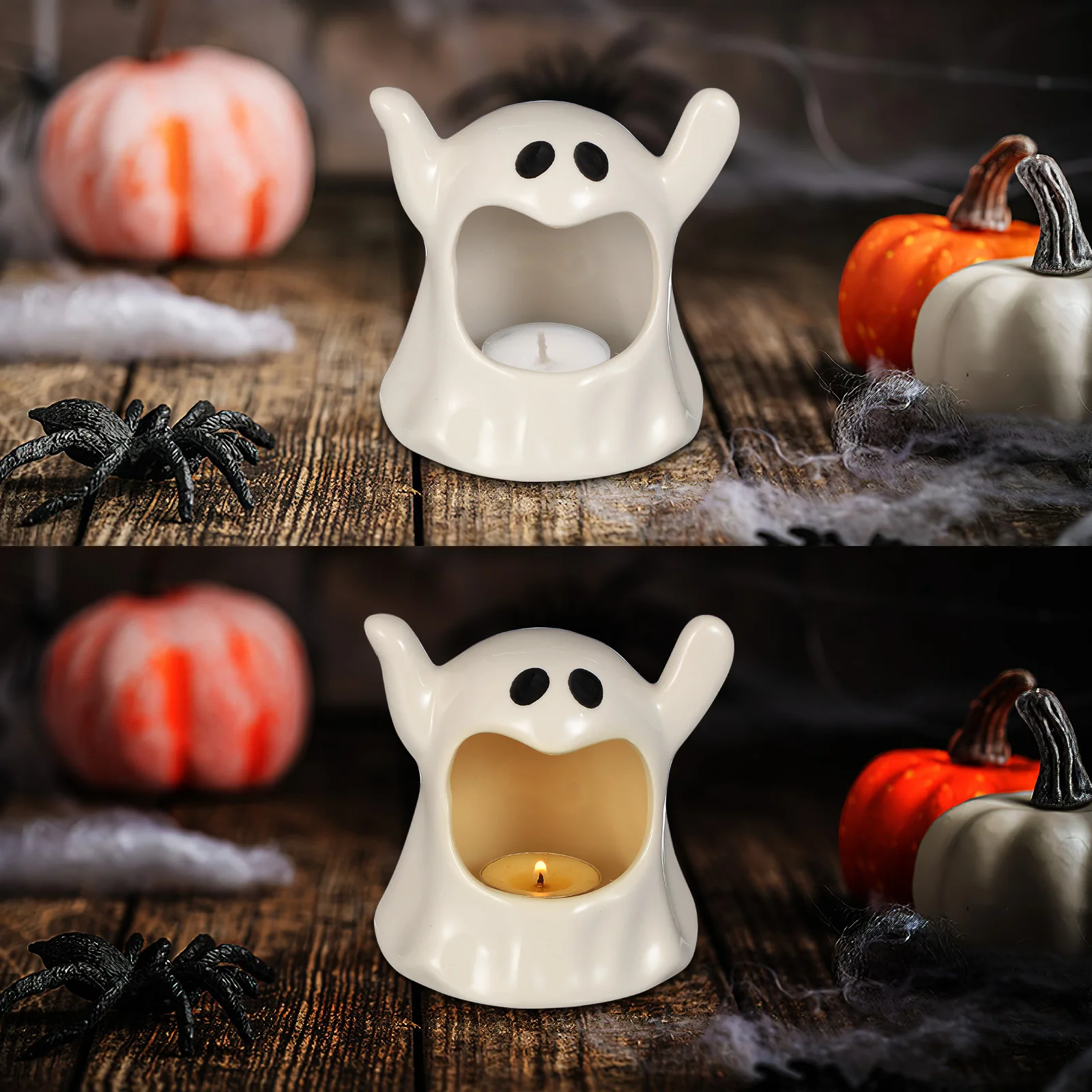 

Ceramic Ghost Holder Halloween Festival Decoration Unique Halloween Stand Creative Desktop Candlestick Decor