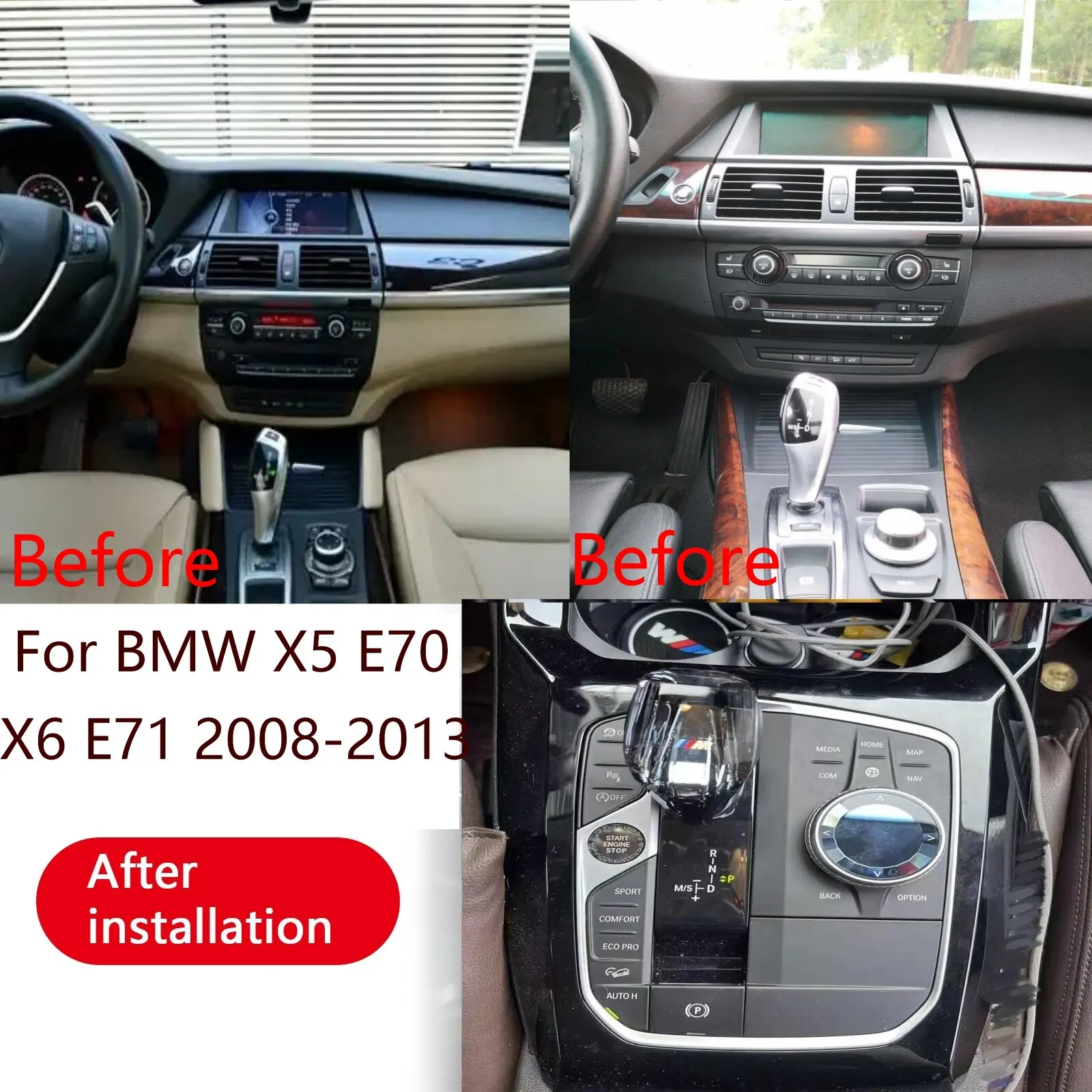 2 din For BMW X5 E70 X6 E71 2008-2014 Car Crystal Handles Accessories Automatic Gearbox Gear Shift Knob Lever Power Button
