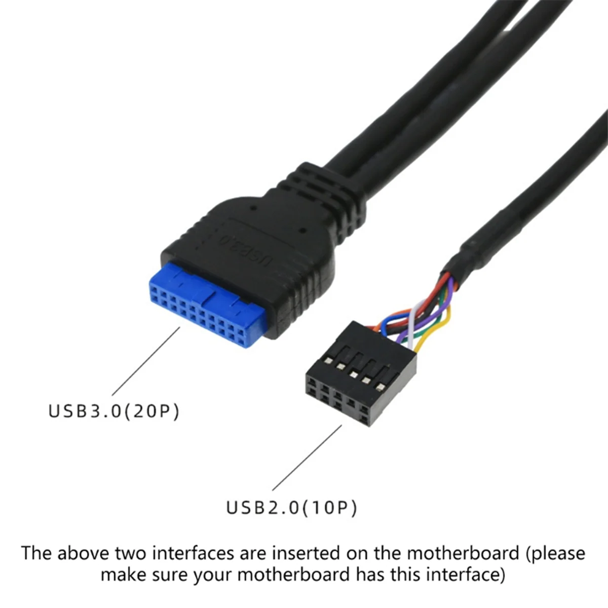 & AT27  60cm Front for Case Panel Usb3.0+Usb3.0 High Definition Audio Jack Port I/O Board Internal Cable Line Hub Wired Network