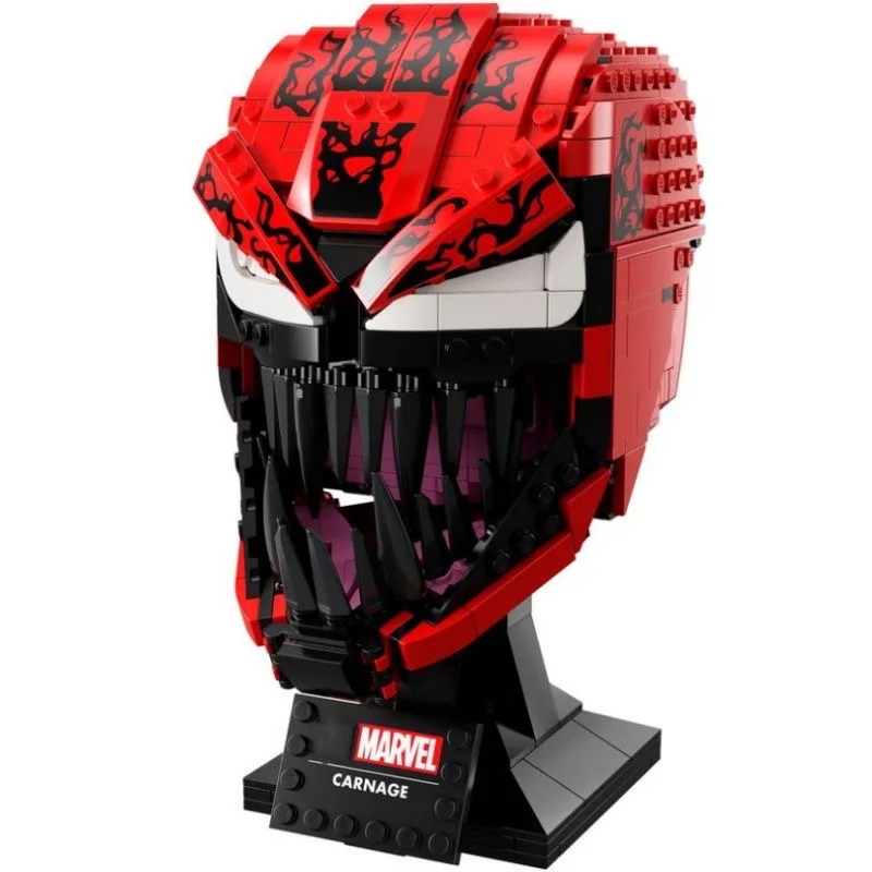 2025NEW MINISO Superhero Marvel Anime Carnage Helmet Building Blocks Series Collection Bricks Model Toy For Kids Birthday Gifts