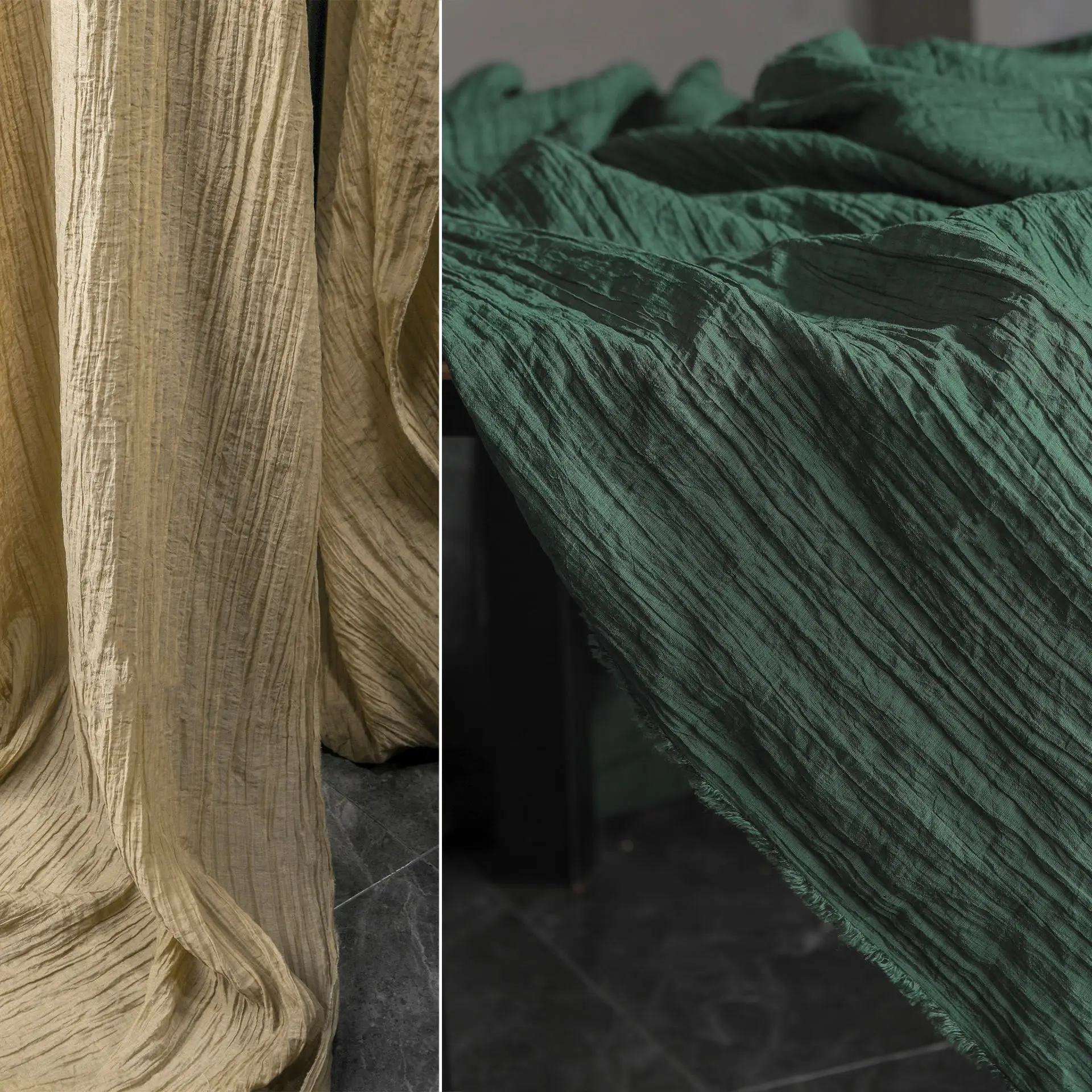 

Retro vertical striped pleated textured lightweight breathable fabric for tablecloths curtains fashion designer materials