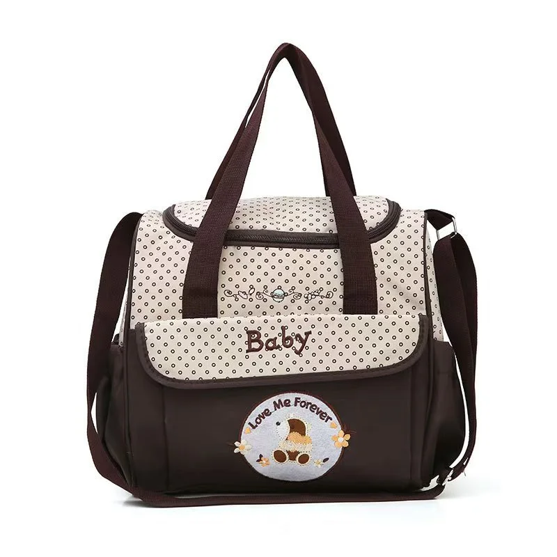 Fashionable printed cartoon multifunctional one shoulder mommy bag Portable lightweight diagonal diaper bag