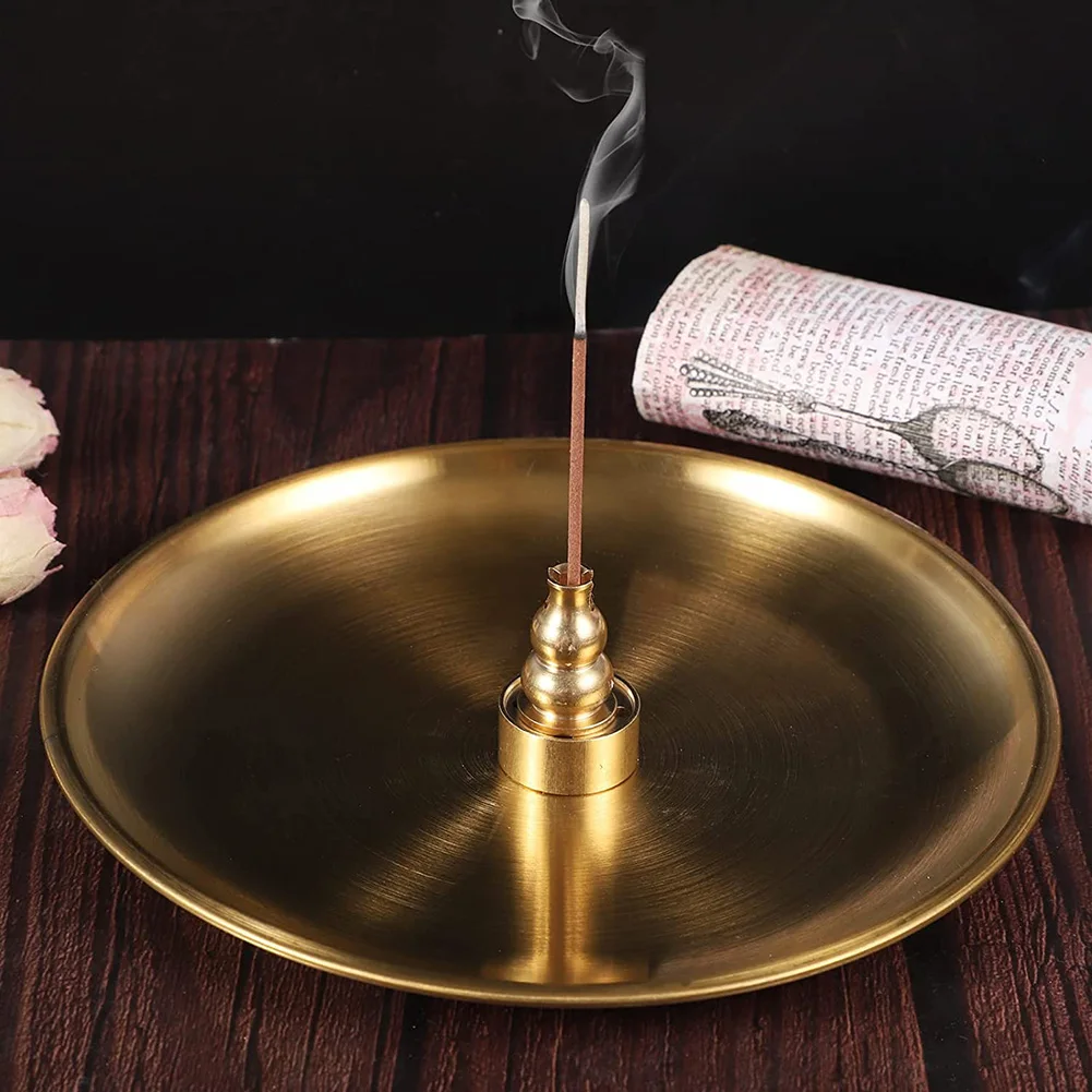 Brûleur d'encens 3 en 1, porte-encens en laiton, 5.5 pouces, bâtons d'encens/bobine dans le support, ornement de bureau, décoration de salon et de maison