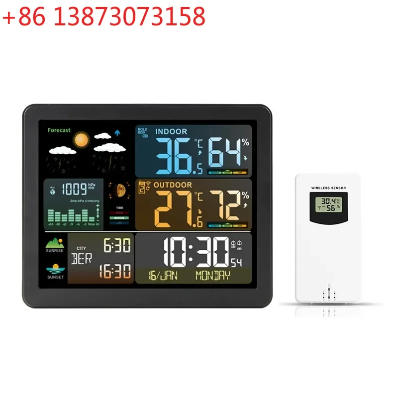 Digital Weather Station Clock Indoor Outdoor Temperature and Humidity Meter Weather Forecast Wireless Electronic Table Clock