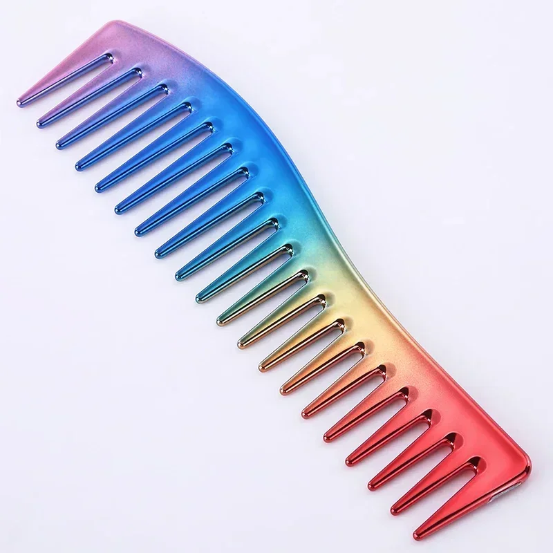 1pc Oil Head Wide Tooth Hair Comb Non-sticky Electroplating Hairbrush Hairdresing Haircut Comb Salon Barber Combs Haircut Tool