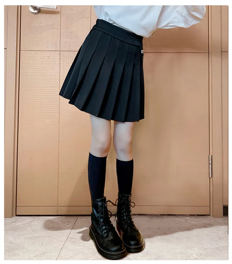 Japanischer Preppy-Plissee-Rock für Schulmädchen, Schwarzer Minirock für Teenager, Modische Kinderkleidung 5 6 7 8 9 10 11 12 13 14 – Detail 7