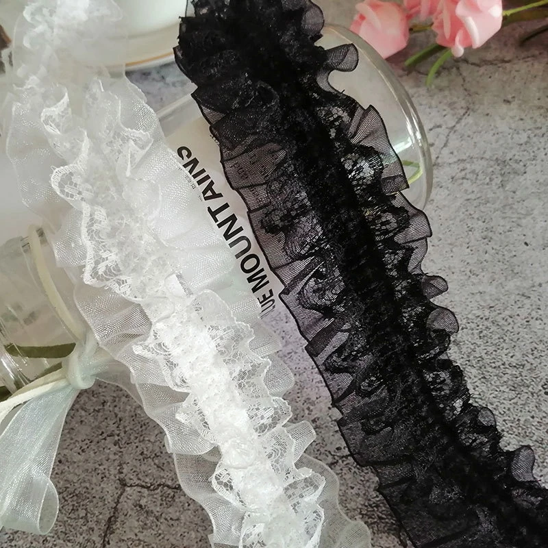 4cm Width 1Meter Black White Elastic Elastic Band Lace Accessories