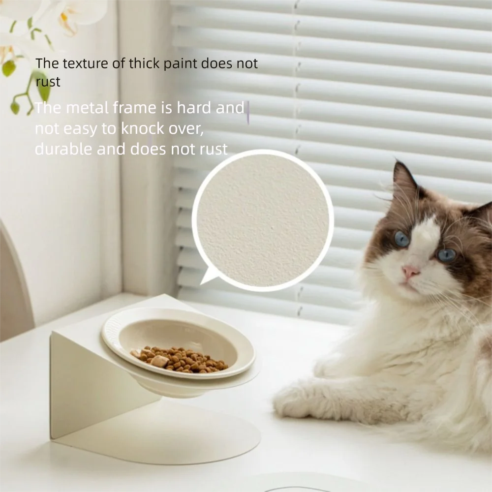 

Anti Vomiting Ceramic Cat Bowl Inclined with Magnetic Adjustable Height Stand Elevated Cat Water Bowl Detachable Stable