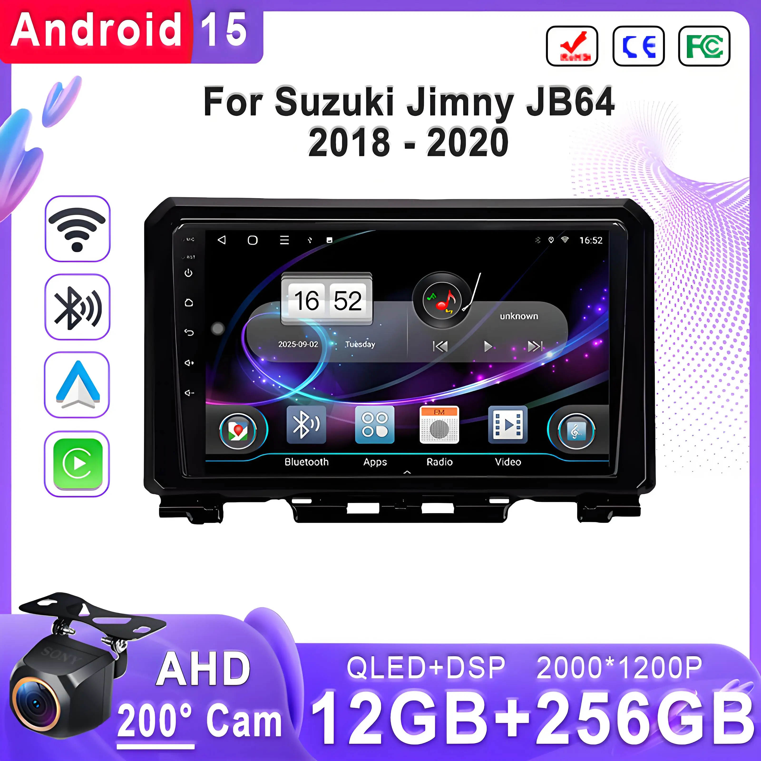 

For Suzuki Jimny JB64 2018 - 2020 Android 15 Incell Screen Stereo Head Unit GPS Navigation High-performance Touch Screen Video