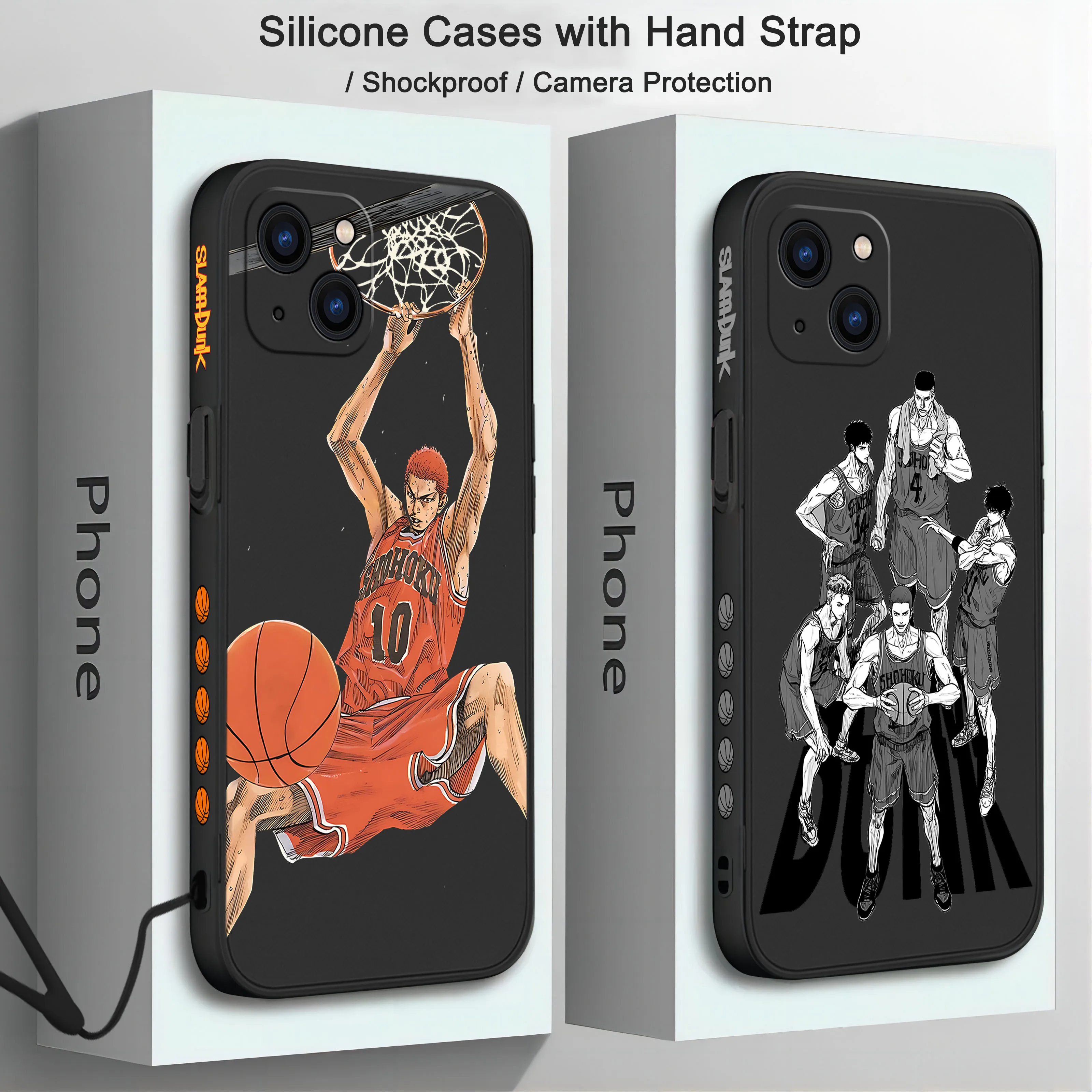 Japan Anime Slam Dunk Case For Samsung Galaxy S24 S23 S22 S21 S20 S10 Note 20 10 Lite Ultra Plus FE 4G 5G Cover With Hand Strap