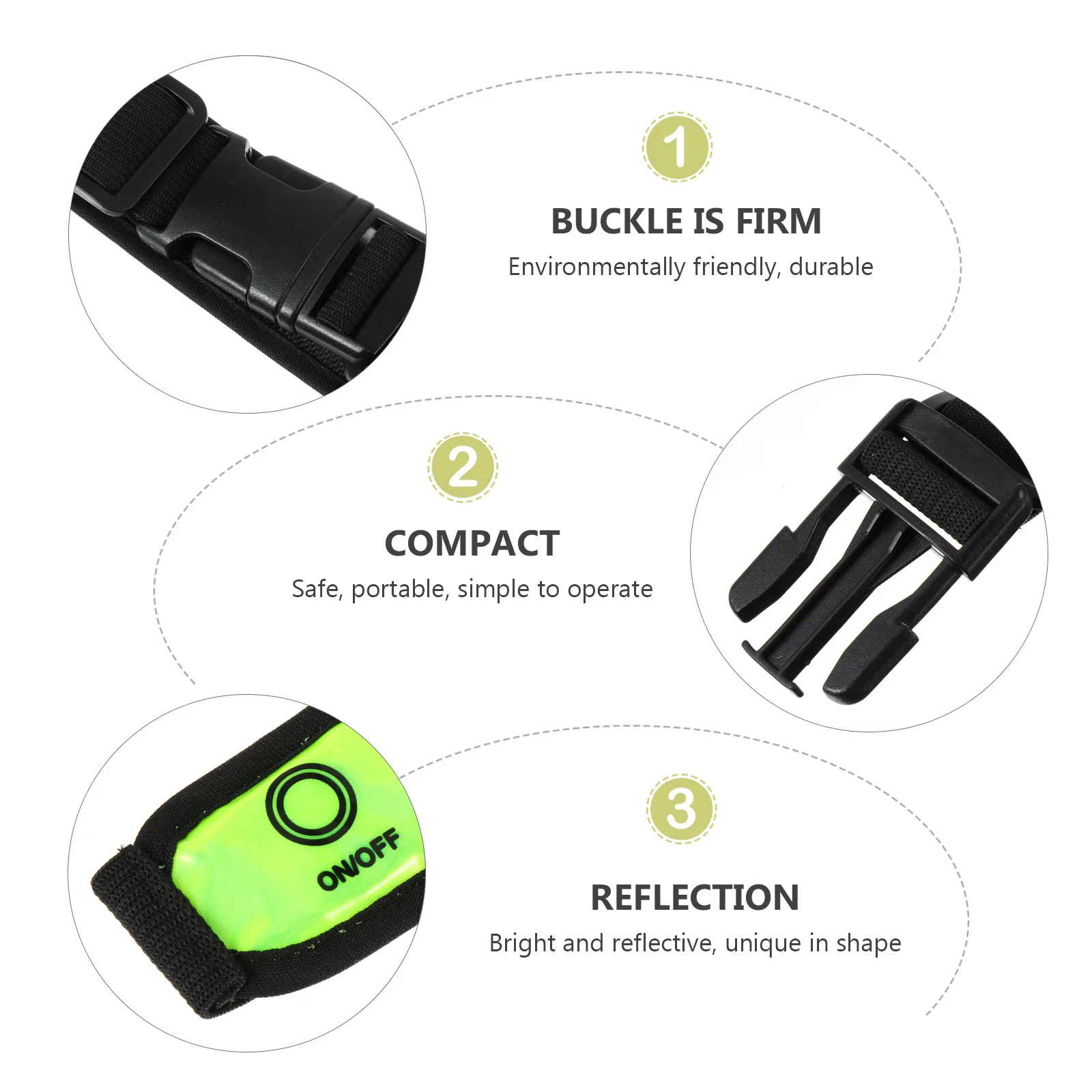 2 قطعة شارة عاكسة Led للجري الليلي وركوب الدراجات والمشي حزام أمان مشرق خفيف الوزن معدات رياضية خارجية للتخييم والمشي لمسافات طويلة #2