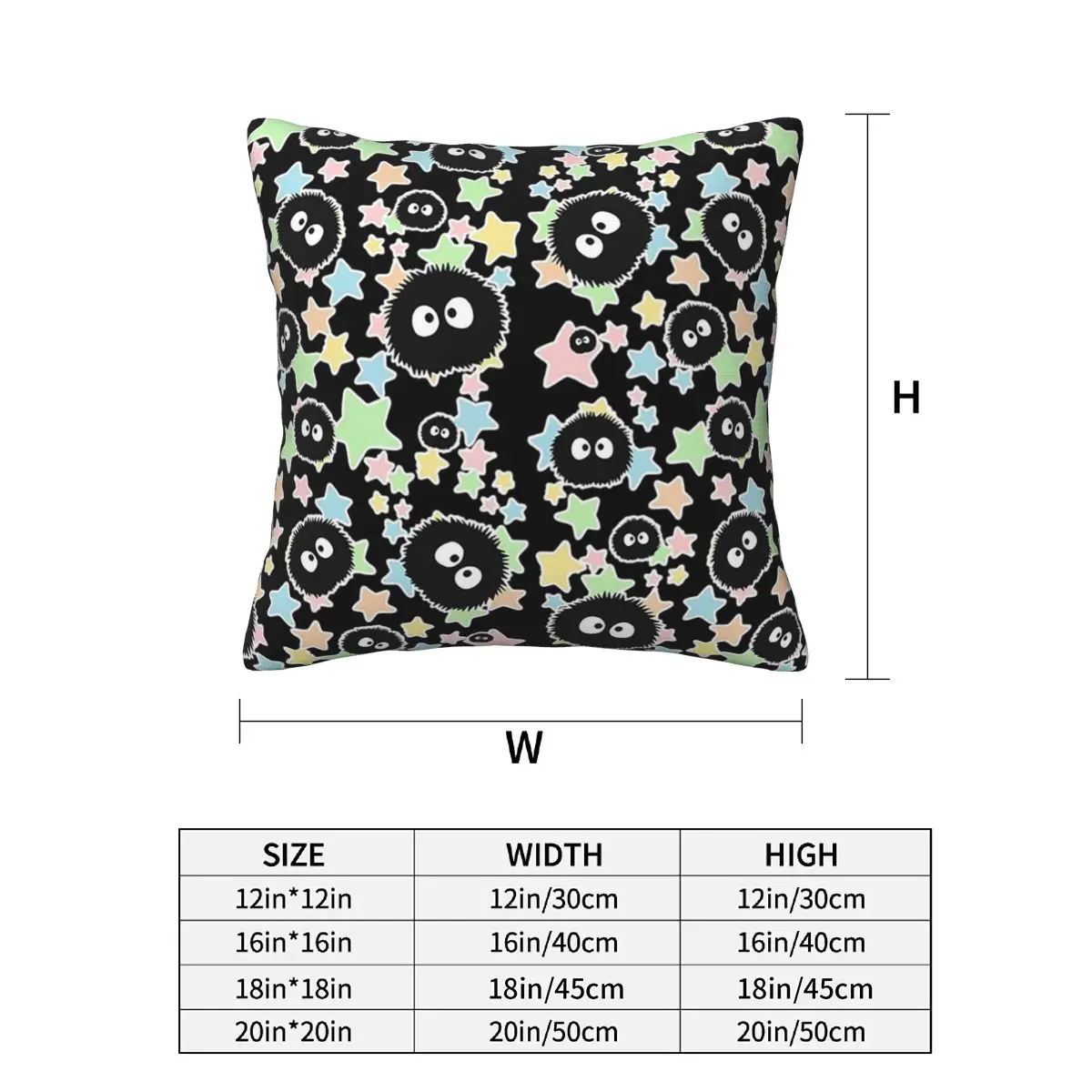 Soot Studio Ghibli 2 pcs Square Pillowcase Pillow Cover Cushion Decor Comfort Throw Pillow for Home Sofa