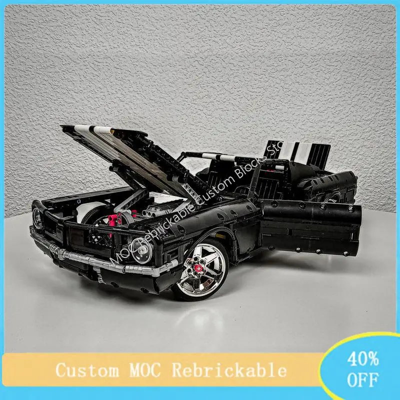 MOC Technical Ford Mustang 1:10 Model Building Blocks Bricks Classic Muscle Race Car Birthday Christmas Educational Toy Gift