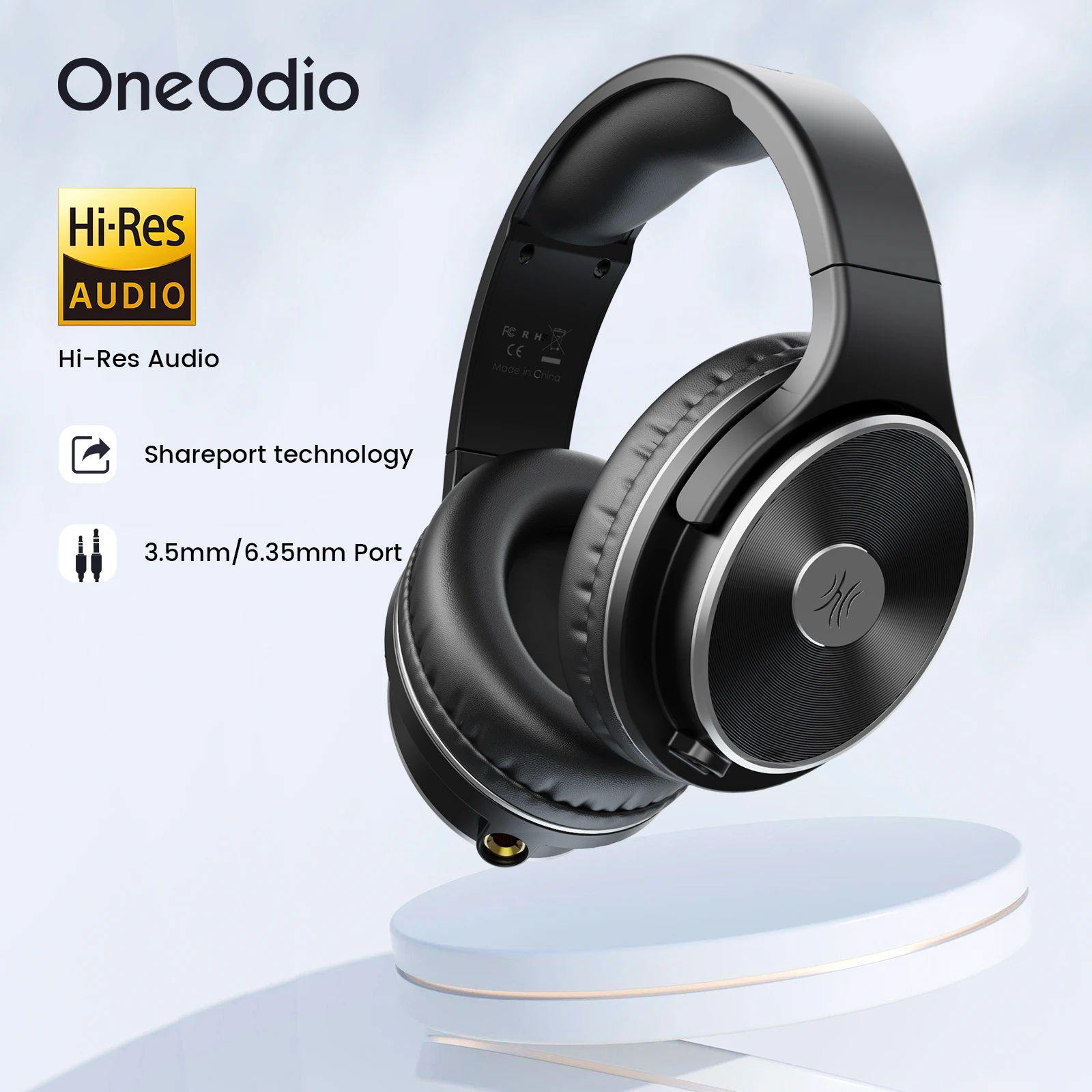 Oneodio-auriculares con cable HIFI para estudio, audífonos profesionales para Monitor sobre la oreja, hi-res, DJ, con micrófono, Conector de 3,5/6,35mm para guitarra
