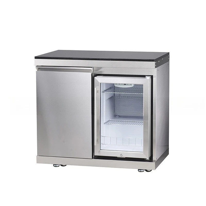 Refrigerator cabinet for outdoor kitchen in courtyard