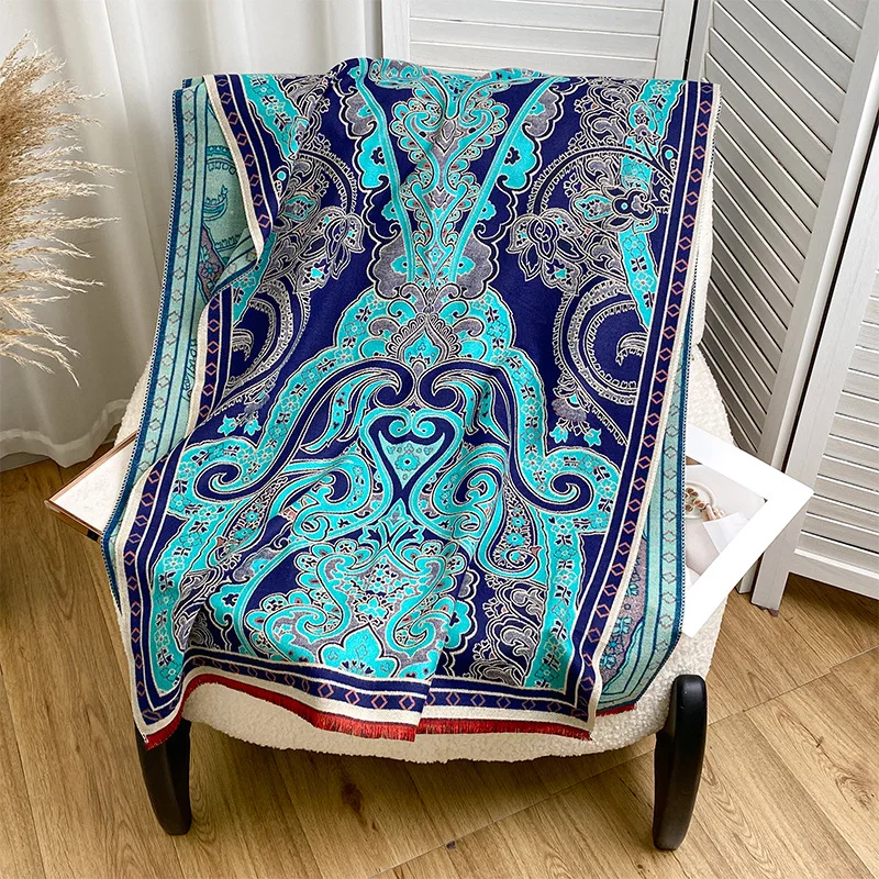 

New faux cashmere ethnic-style acrylic scarf for women, autumn and winter Chinese fashion versatile neck wrap shawl