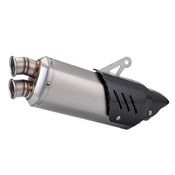 Motorcycle S9 Double hole Exhaust Pipe Double outlet Escape Tip muffler For ER6N Z900 R3 Z400 MT07 R15V3