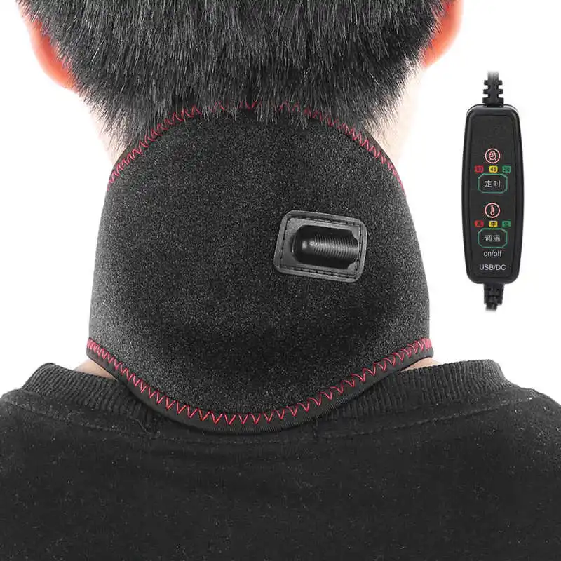 Neck Support Massager Heating Therapy With Electric Heat Compression Cervical Wrap Device Protector Pain Relief Timing Tool