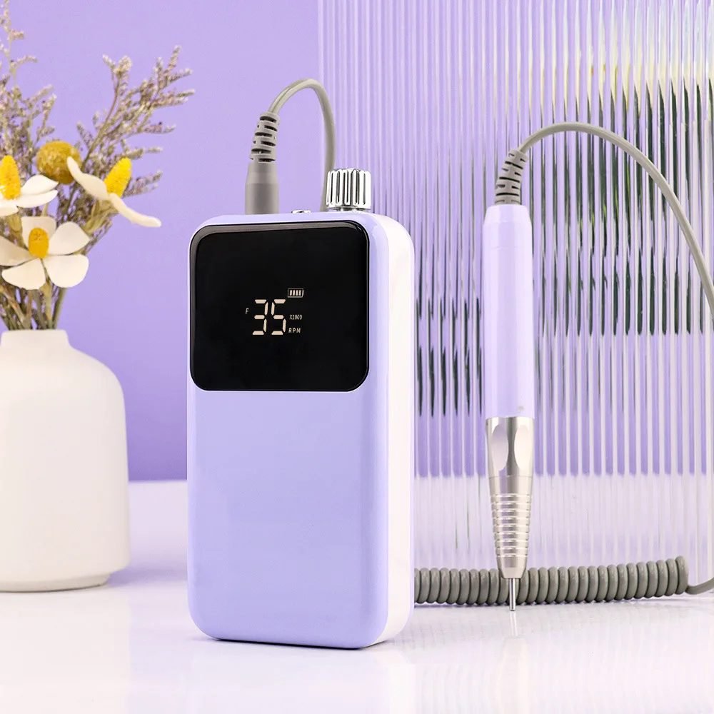 신제품 85W 충전식 휴대용 브러시리스 네일 파일 35000 RPM 무선 전문가용 브러시리스 매니큐어 드릴 머신