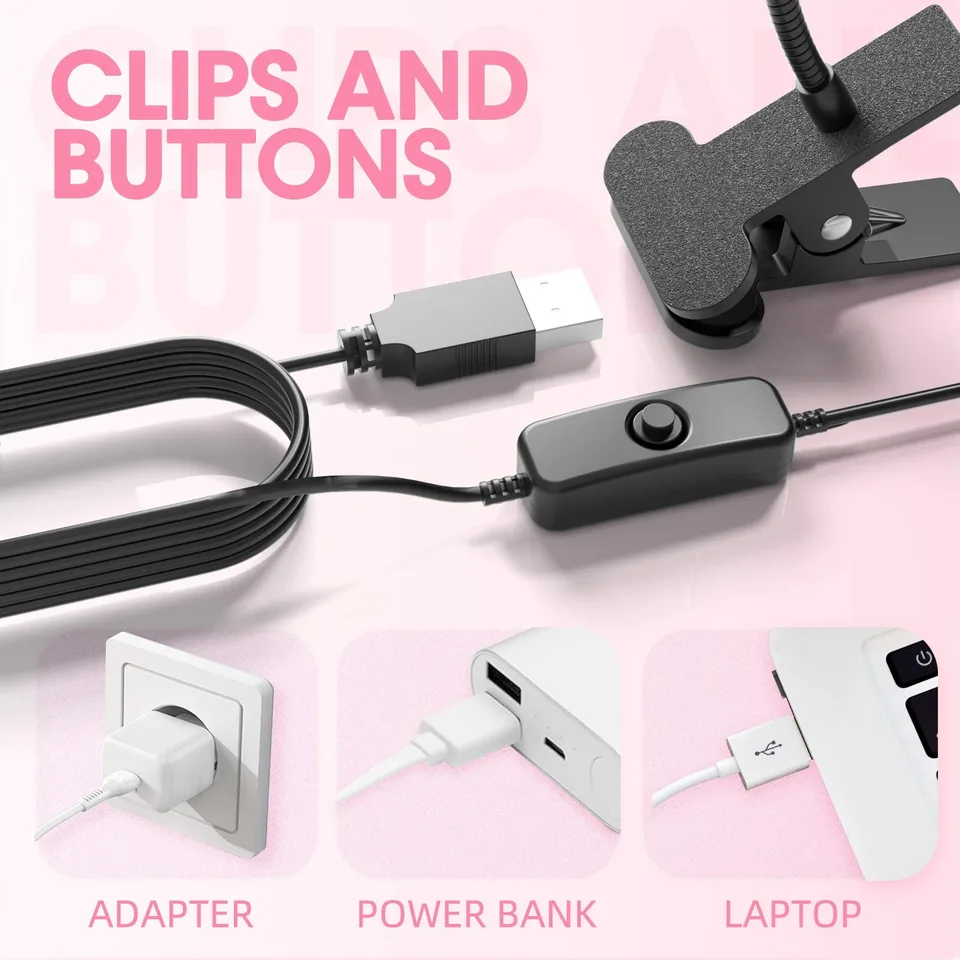 Lámpara UV para secar uñas 395nm de longitud de onda, clip de escritorio mini USB para uñas en gel, herramientas de salón de manicura 4