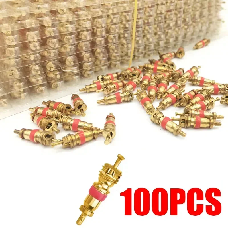 1/20/50/100pcs Car Bike Motorcycle Copper Valve Core with 4-in-1 Tire Tyre Valve Stem Removal Tool Tire Cleaning Repair Tool