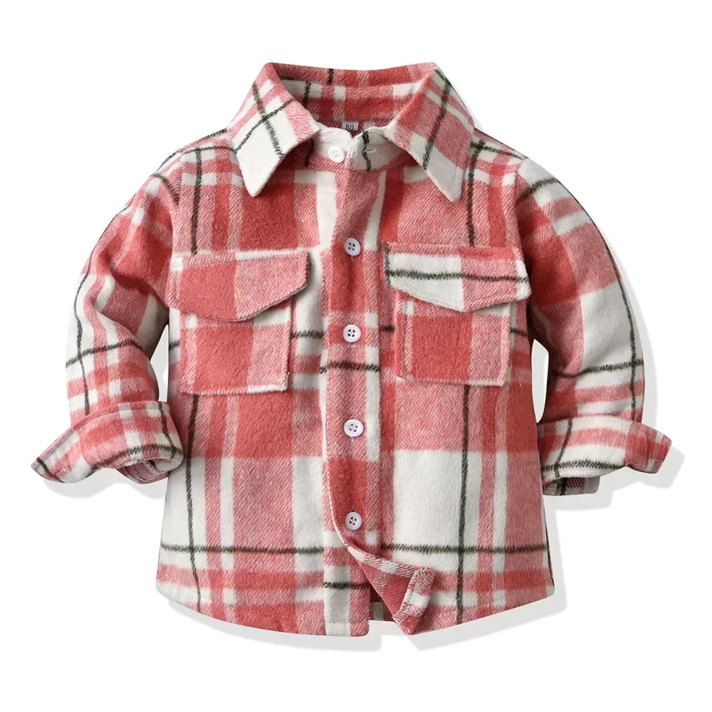 Children\'s Autumn Plaid Long Sleeved Shirt Brother & Sister Shirt Cotton College Style Thickened Shirt Boys Shirts Girls Blouse