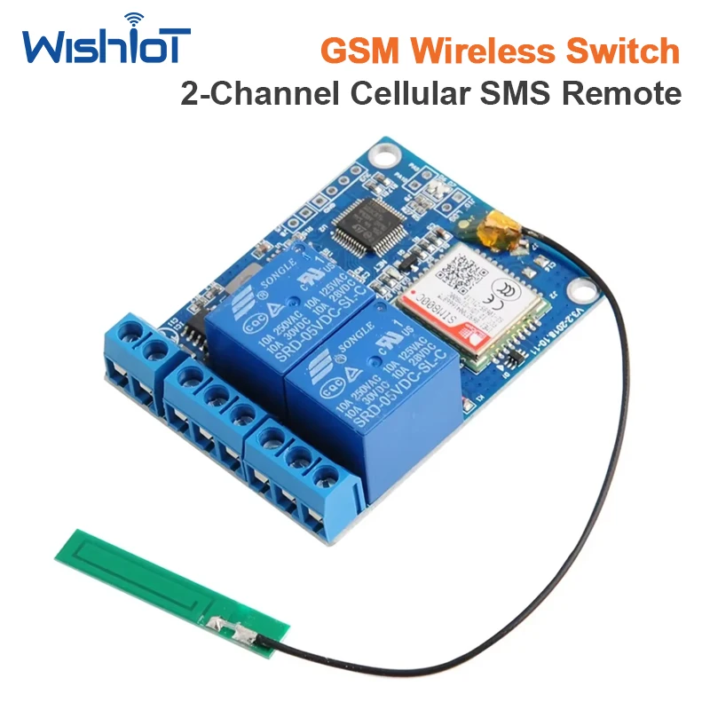 2-Channel GSM SMS Remote Control Switch for Water Pump/Server Reboot Industrial Grade Dual Relay Module with SIM Card Slot