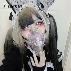 Y Demo Harajuku Rivets Chains Pvc Mask Casual Grunge Circles Decorative Masks Egirl Necklace Transparent Breath Masks Cosplay