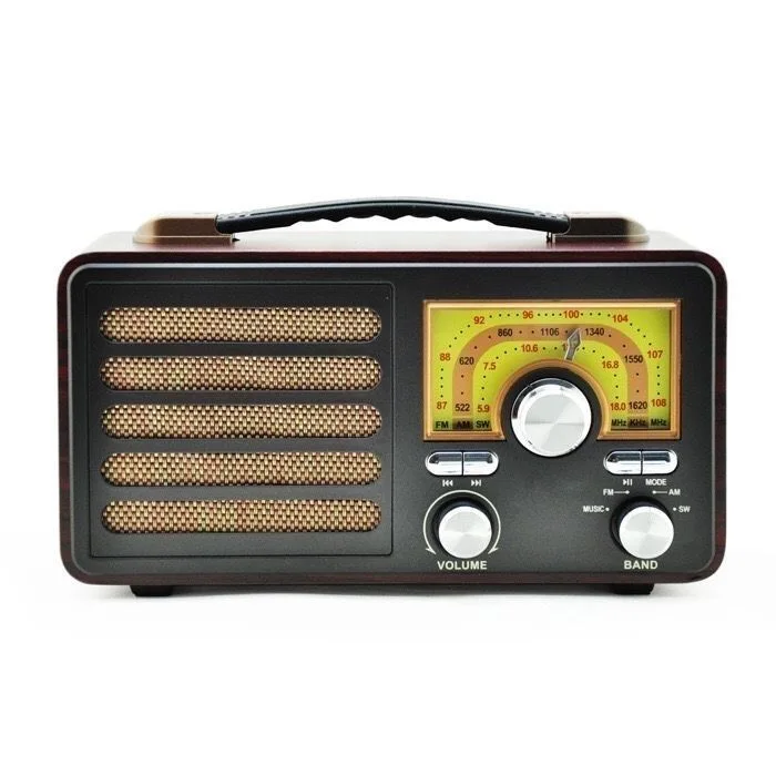 Rádio vintage multi-banda Bluetooth de madeira sem fio Bluetooth alto-falante externo plug-in de áudio