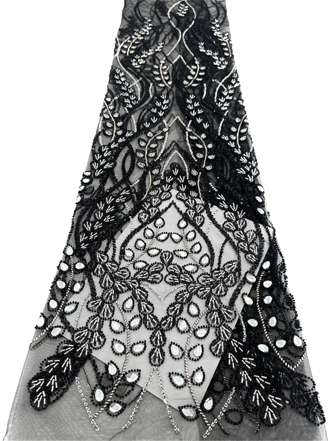 Latest African Heavy Beads Lace Fabric Nigerian Sequins Groom Lace French Tulle Fabric For Wedding Party Dress