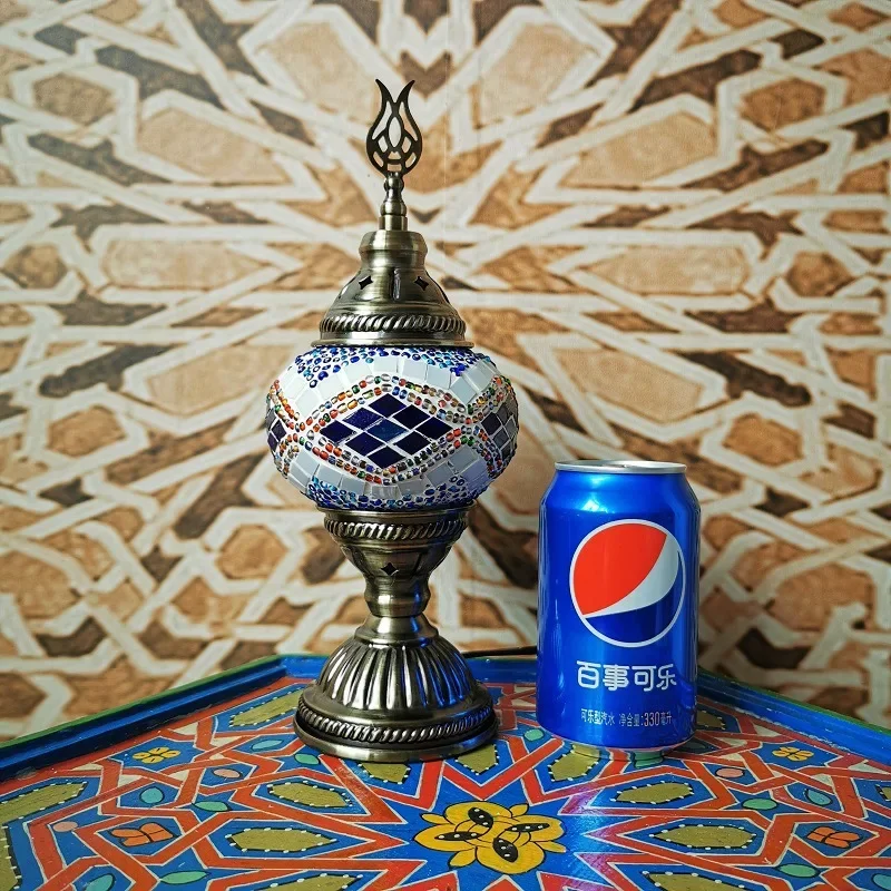 Classical Turkish Stained Glass Lampshade Romantic Mosaic Retro Table Lamp for Bedroom Study Cafe Homestay Decor