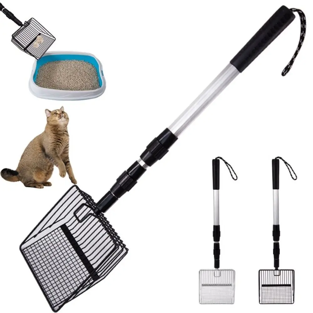 

Stretchable Chicken Coop Rake 3-Section Long Handle Cat Litter Scoop Metal Telescopic Handle Poop Sifting Shovel Garden
