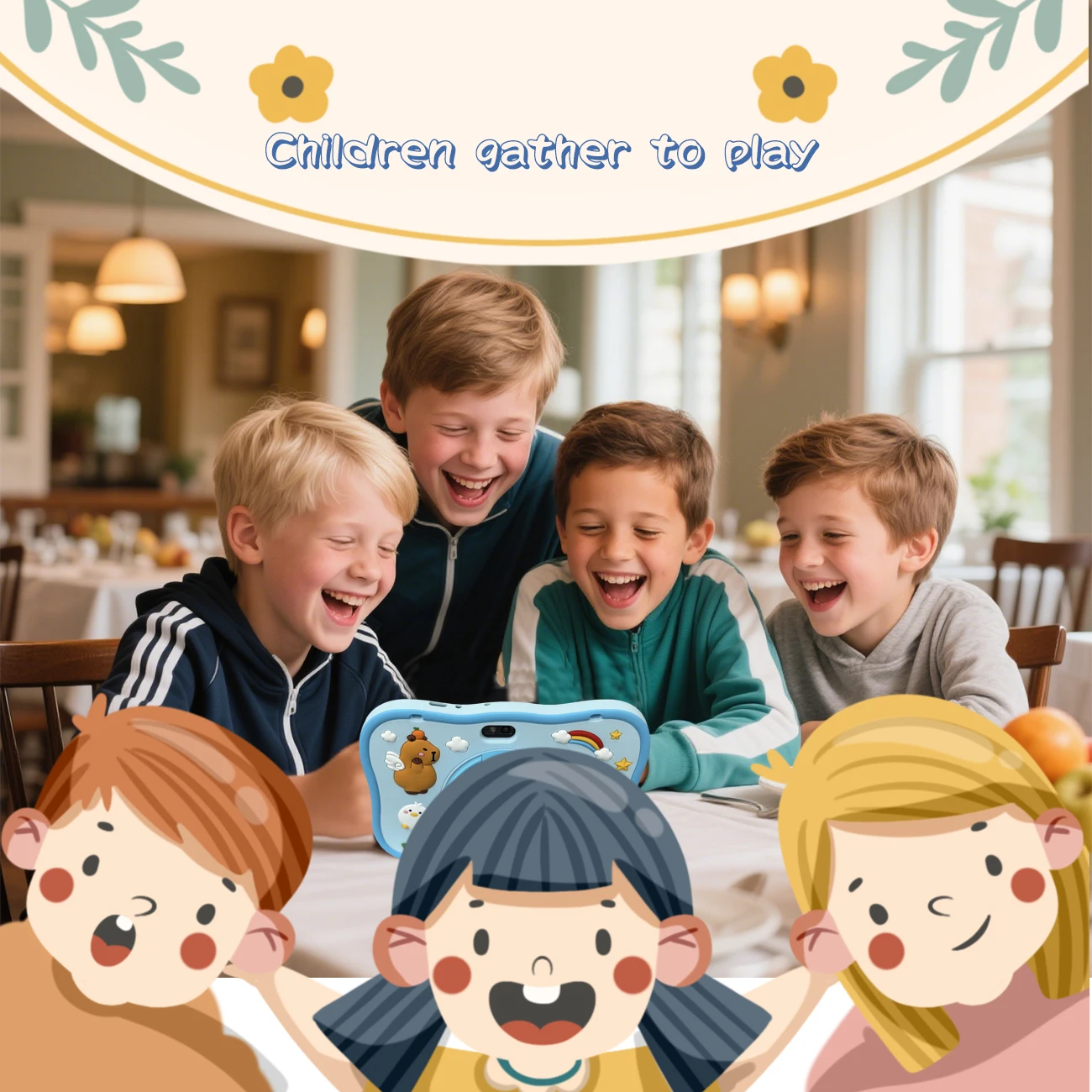 7-Zoll-Tablet-Computer, Kindersteuerung, WLAN, Dual-Kamera, Silikon-Schutzhülle, Anti-Fall, geeignetes Geschenk für Kinder